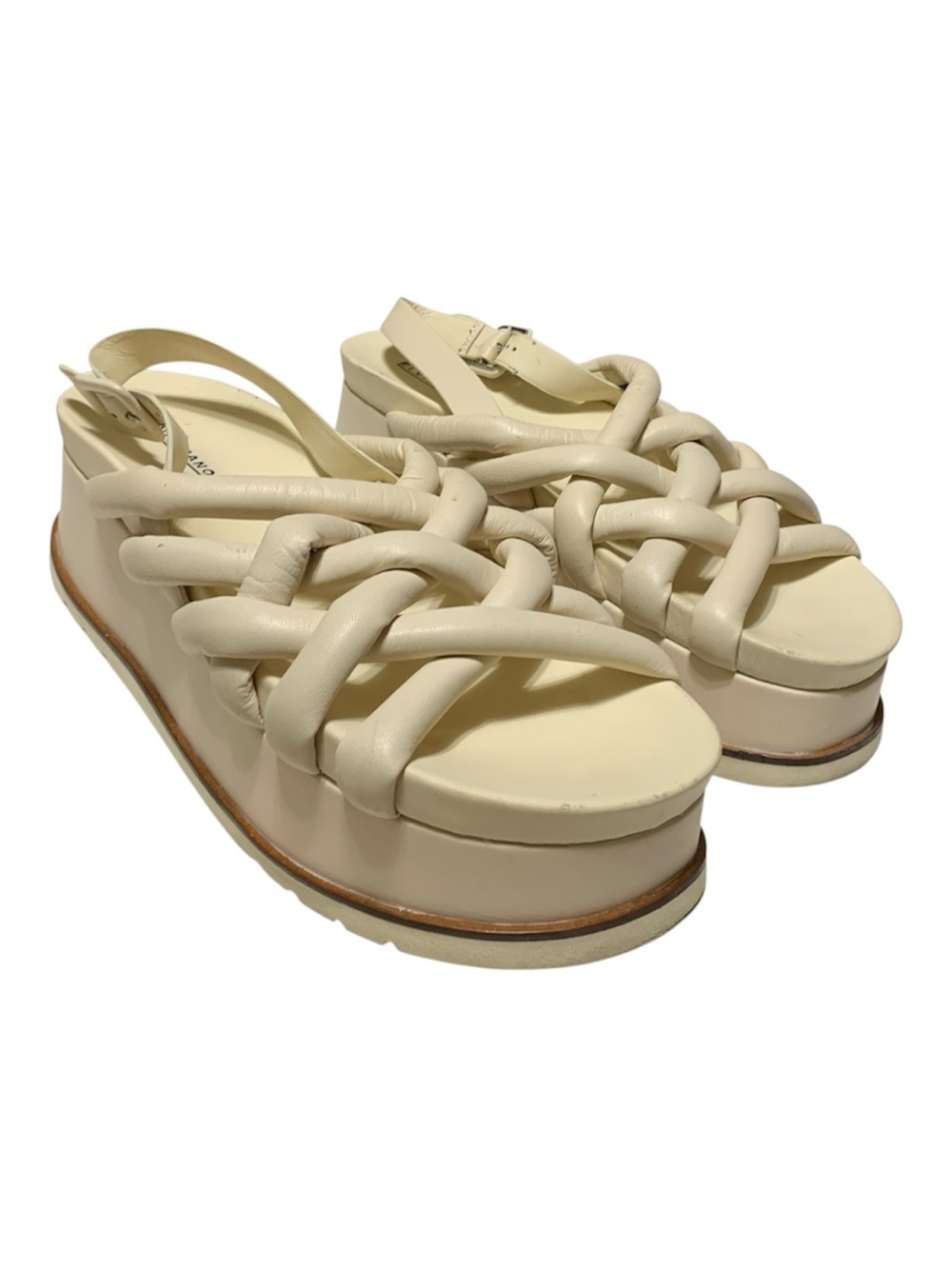 Elvio Zanon Cream Braided Platform Sandals